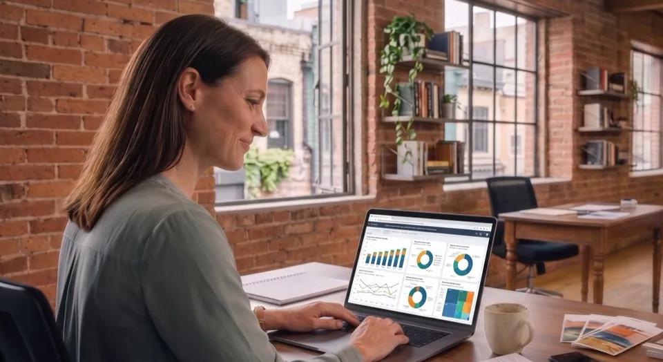 An analyst walking a colleague through an interactive report